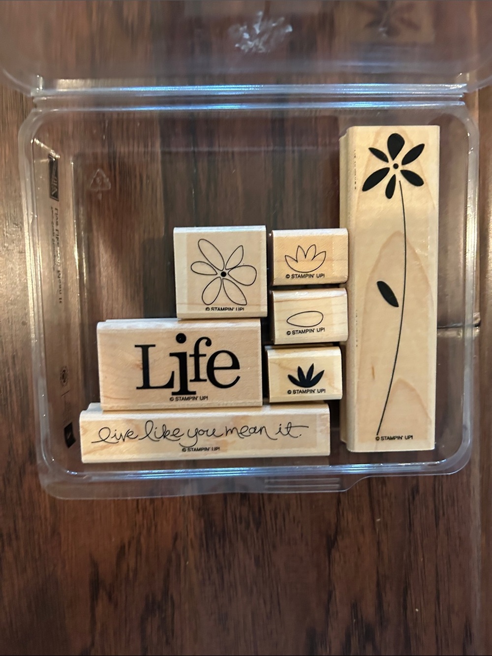 Stampin' Up! Live Like You Mean It set of 7 Wood Mounted Stamps - Picture 3 of 4